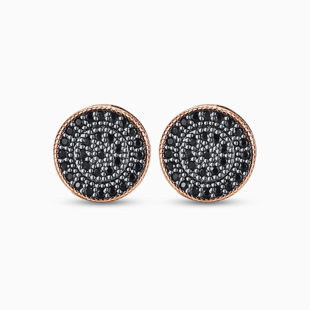 Black Rose Circle Stud Earrings - ShopLorca