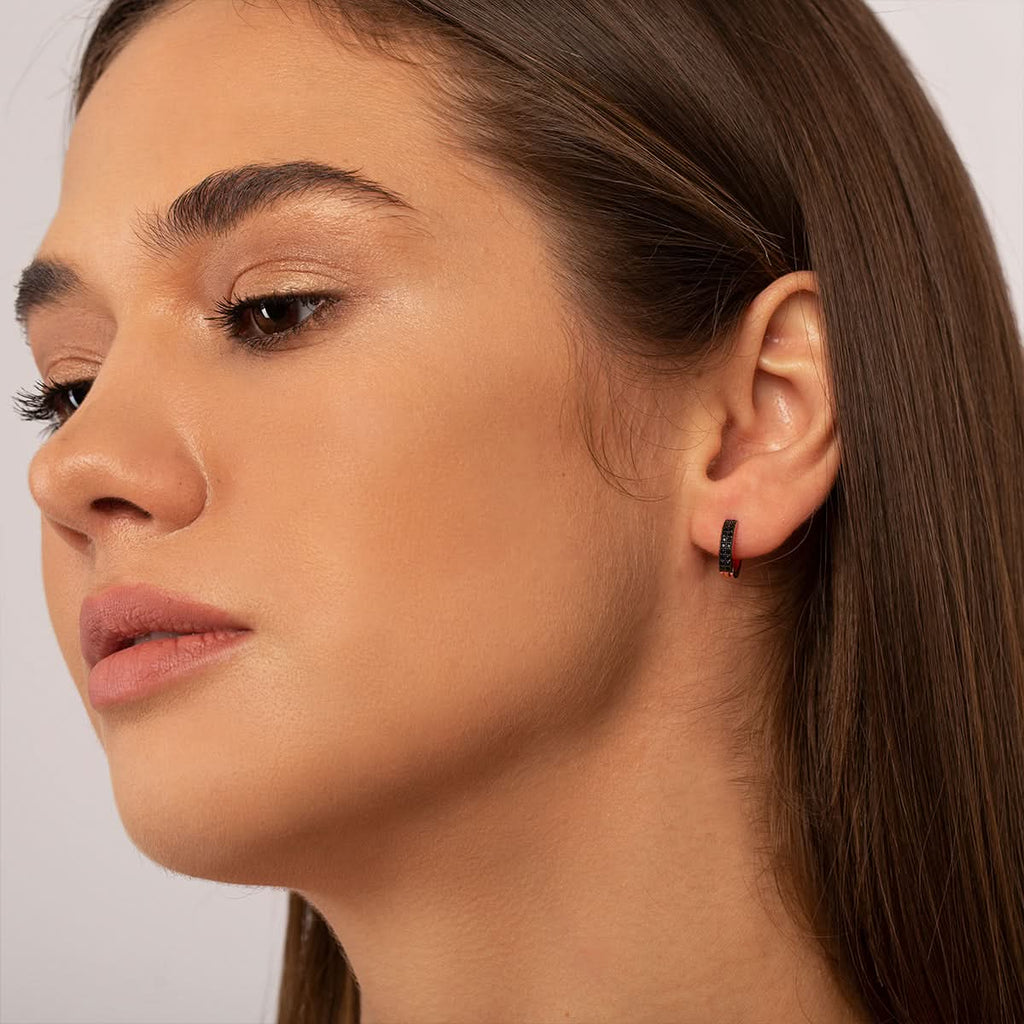 Black Rose Huggie Earrings - ShopLorca