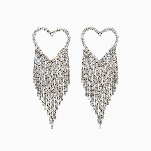 Brilliant Heart Tassel Earrings - ShopLorca