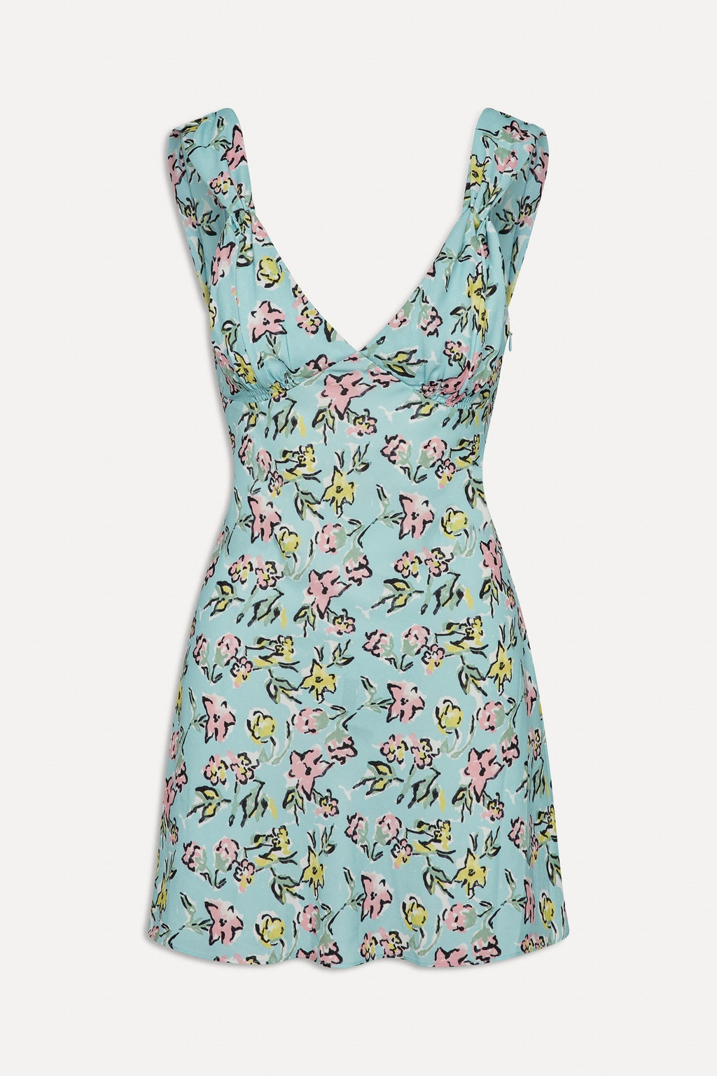 Emilia Satin Floral Mini Dress - Pastel Peony - ShopLorca