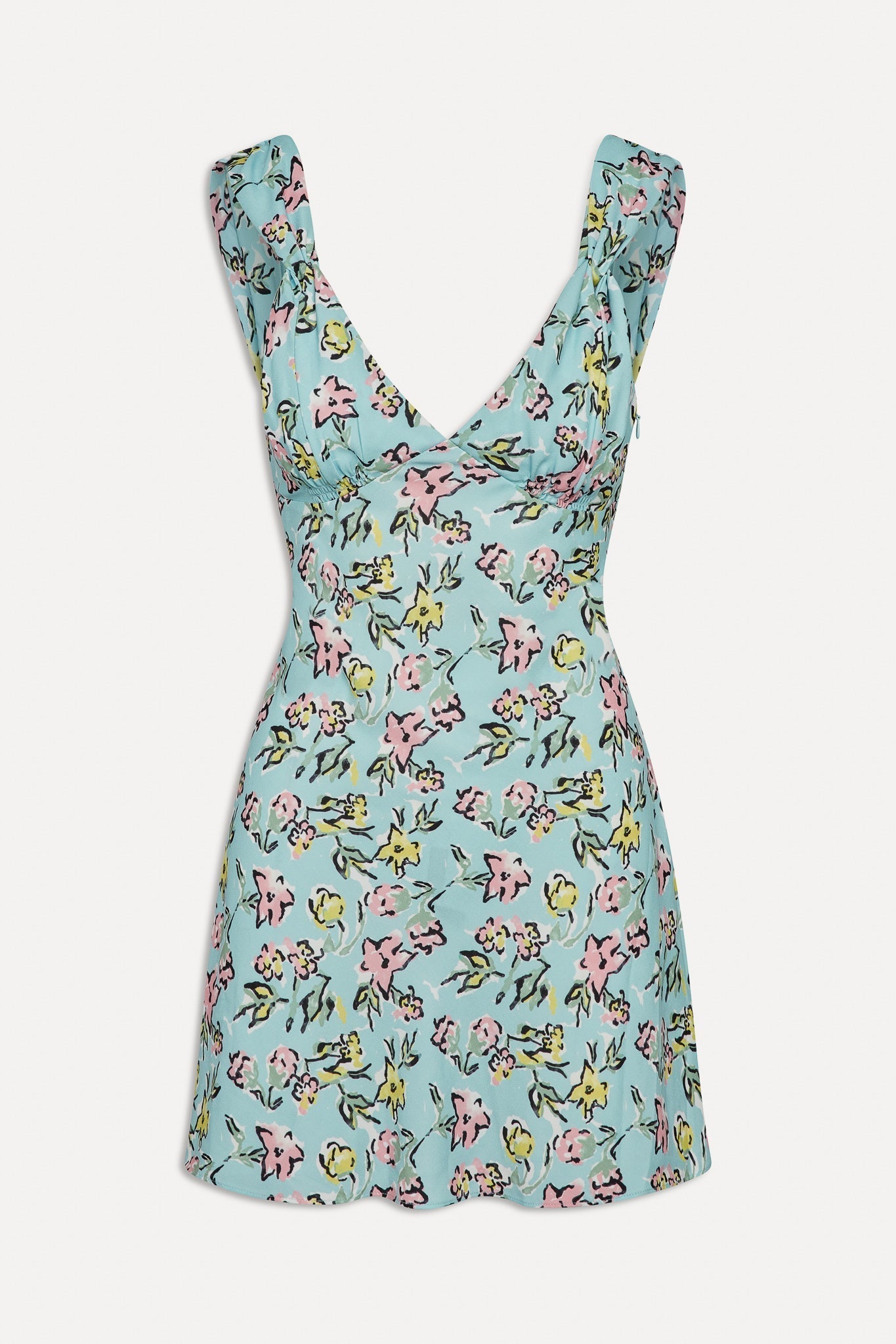 Emilia Satin Floral Mini Dress - Pastel Peony - ShopLorca