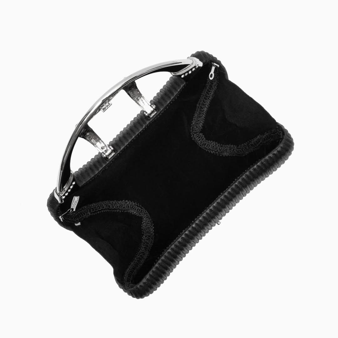 Fancy Metallic Evening Handbag Black - ShopLorca