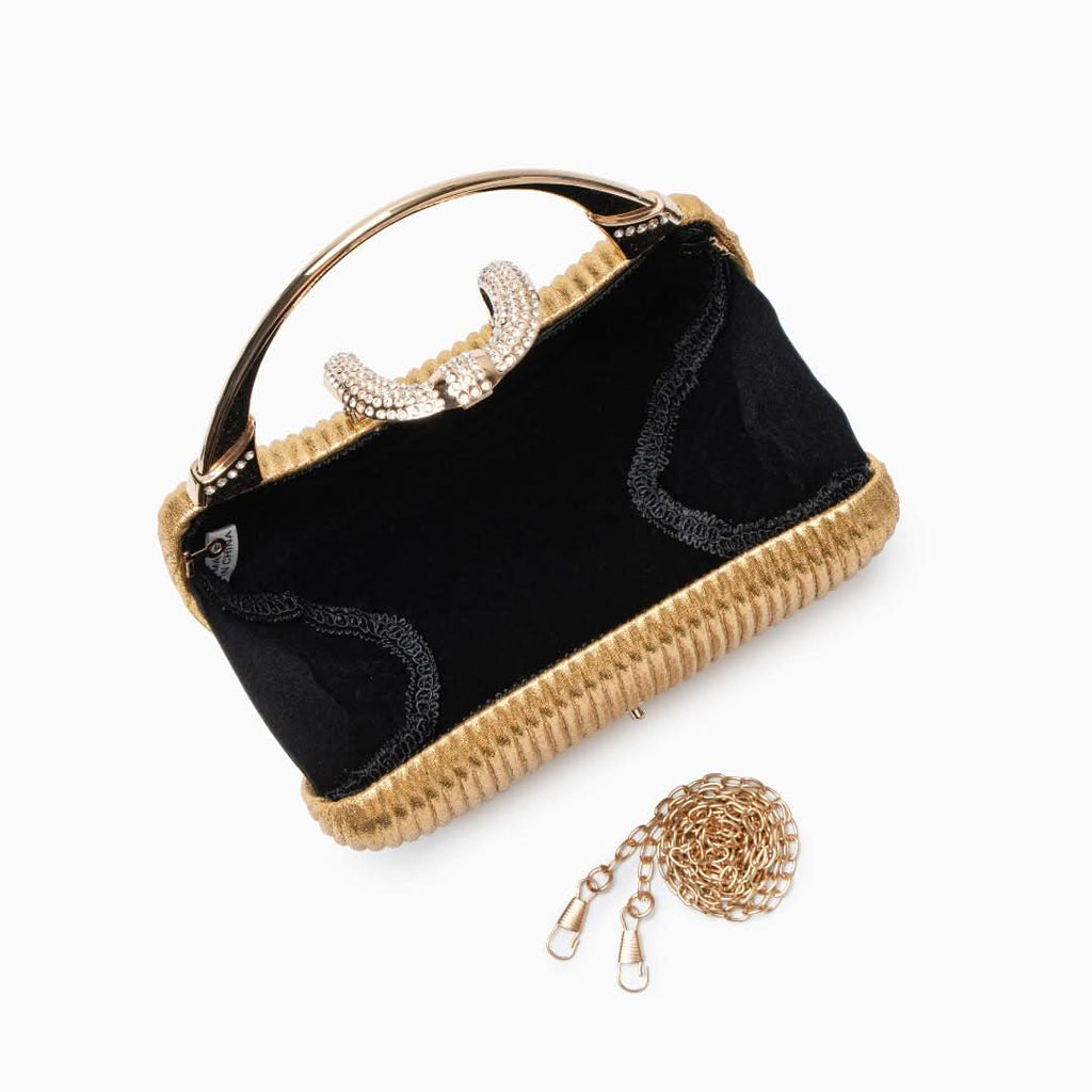 Fancy Metallic Evening Handbag Black - ShopLorca