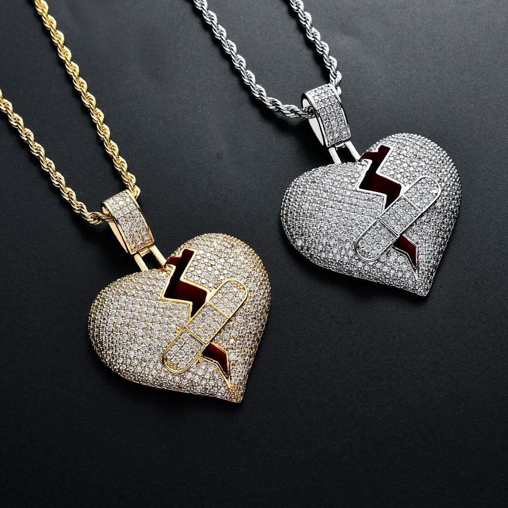 Sparkling Bandaged Heart Necklace - ShopLorca