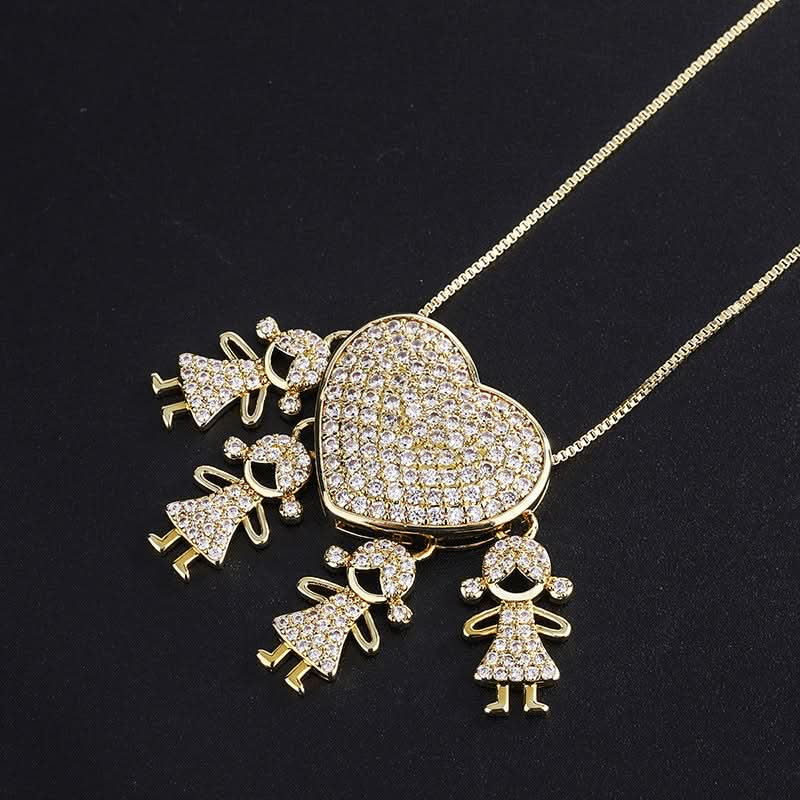 Sparkling Heart Family Necklace - ShopLorca