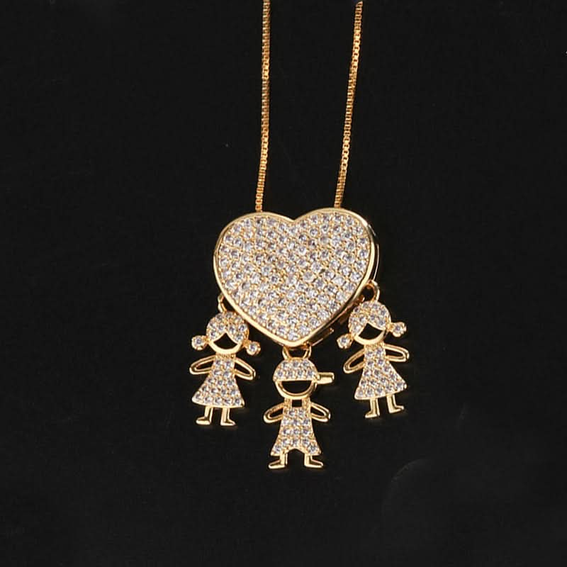 Sparkling Heart Family Necklace - ShopLorca
