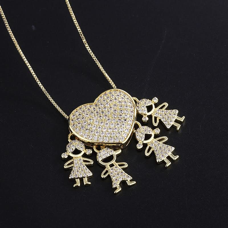 Sparkling Heart Family Necklace - ShopLorca