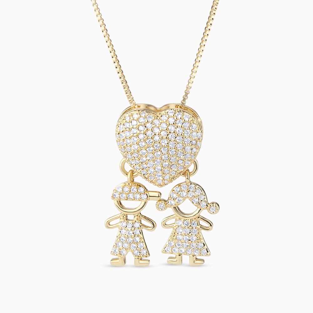 Sparkling Heart Family Necklace - ShopLorca