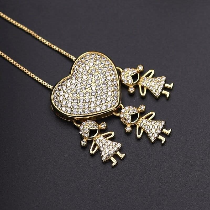 Sparkling Heart Family Necklace - ShopLorca