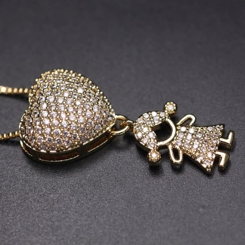 Sparkling Heart Family Necklace - ShopLorca