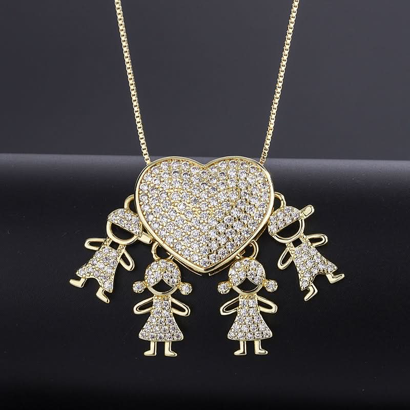 Sparkling Heart Family Necklace - ShopLorca