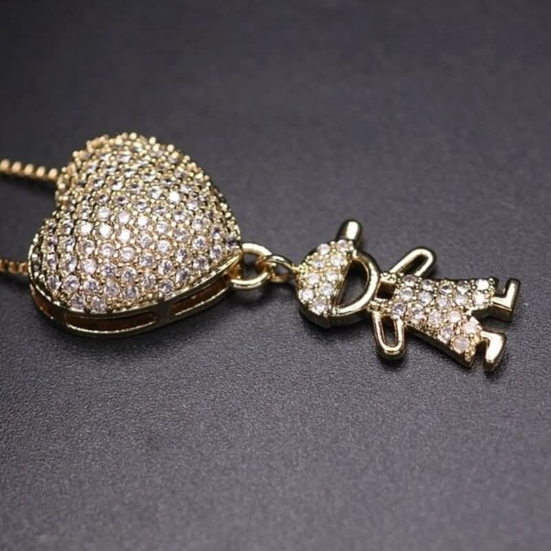 Sparkling Heart Family Necklace - ShopLorca