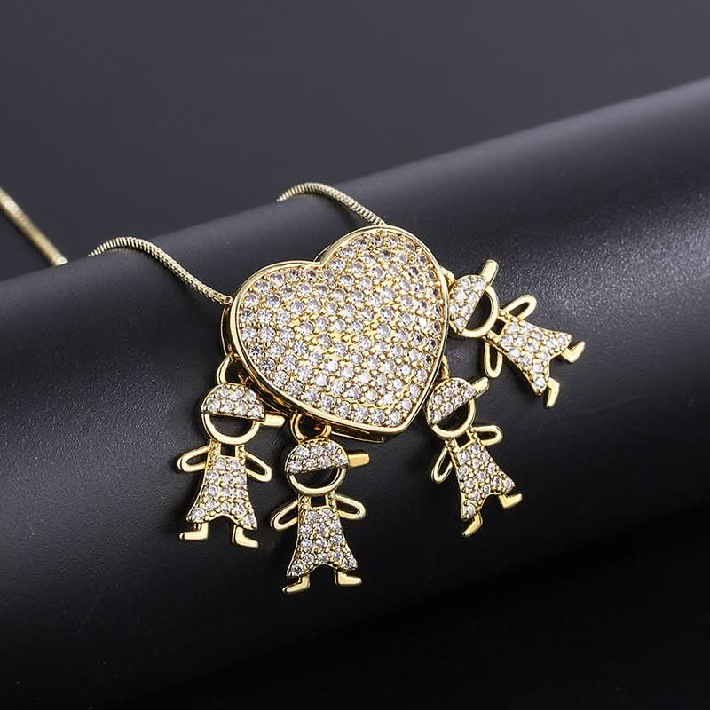 Sparkling Heart Family Necklace - ShopLorca