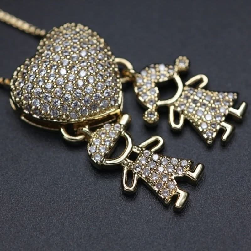 Sparkling Heart Family Necklace - ShopLorca