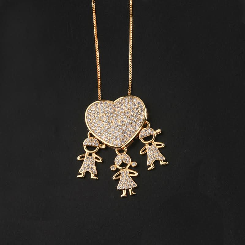 Sparkling Heart Family Necklace - ShopLorca