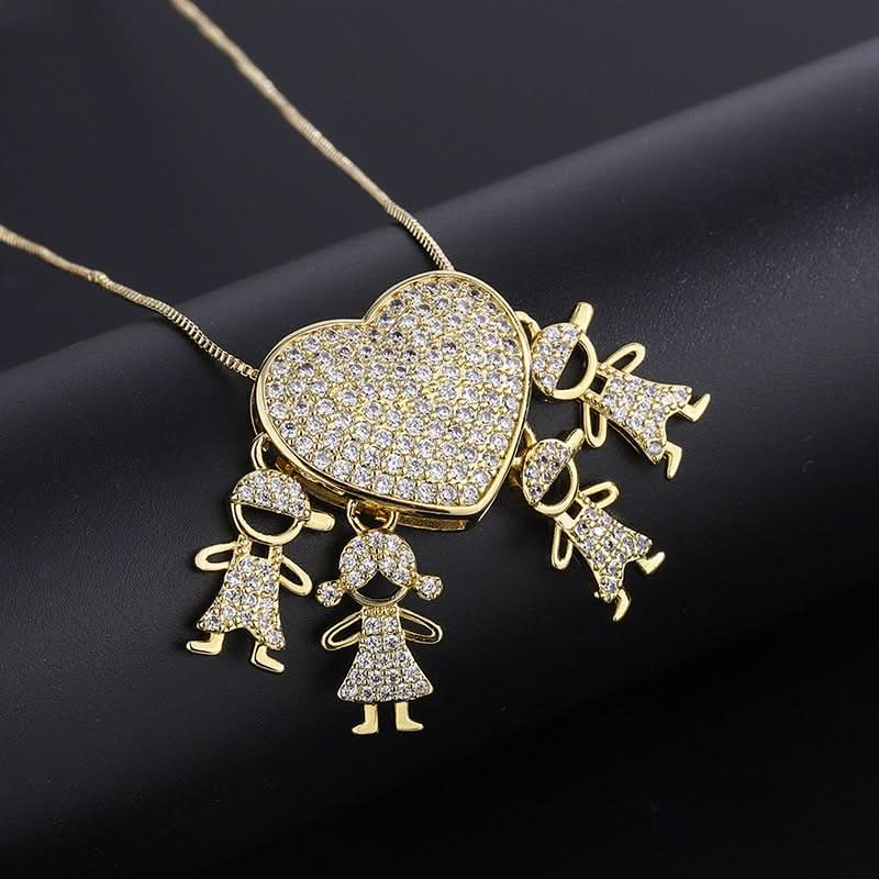 Sparkling Heart Family Necklace - ShopLorca