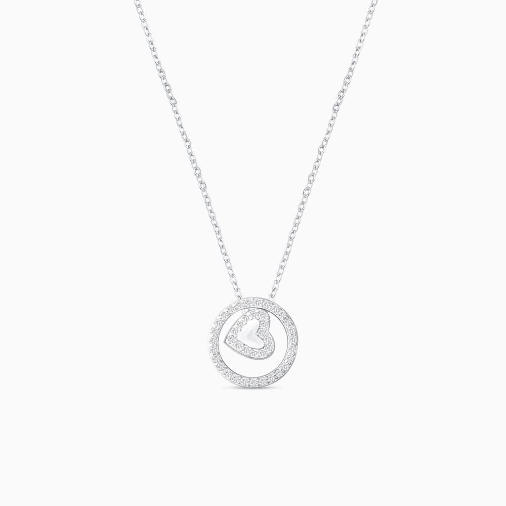 Sparkling Heart in Circle Necklace - ShopLorca