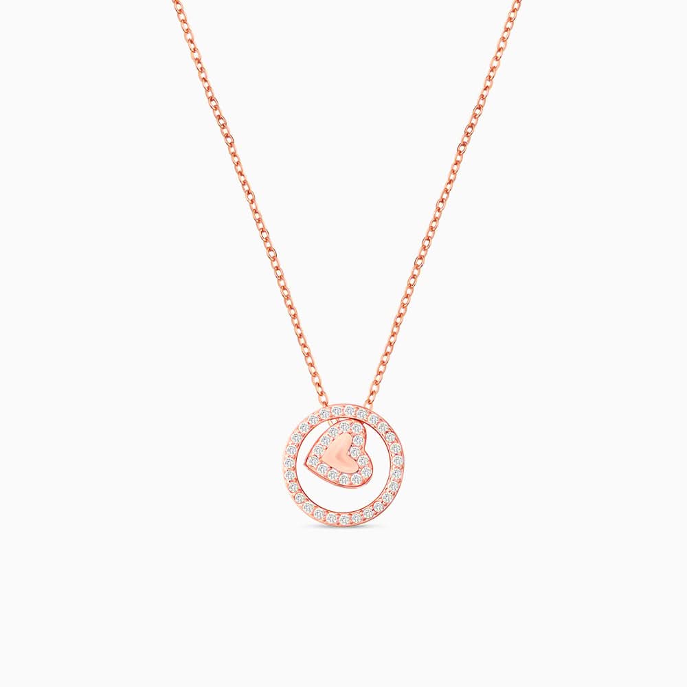 Sparkling Heart in Circle Necklace - ShopLorca