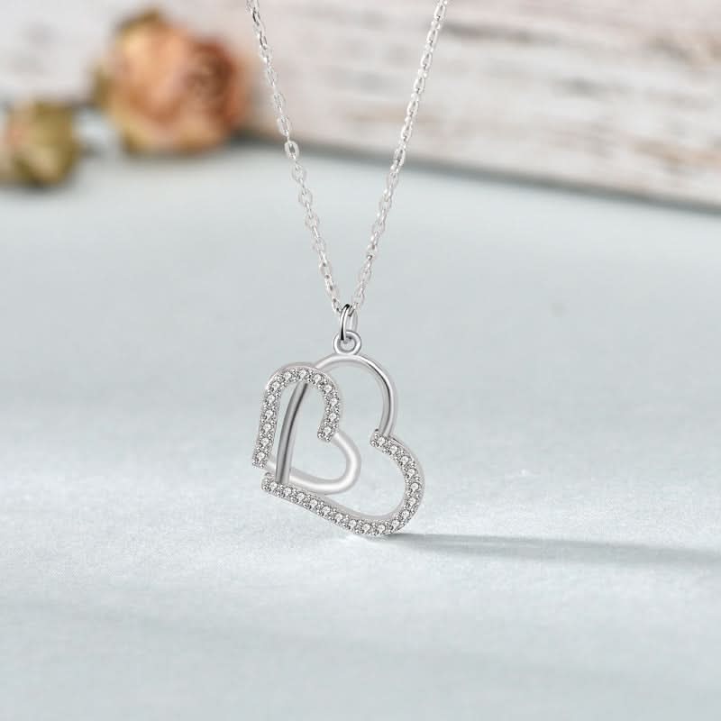 Sparkling Interlocking Hearts Necklace - ShopLorca