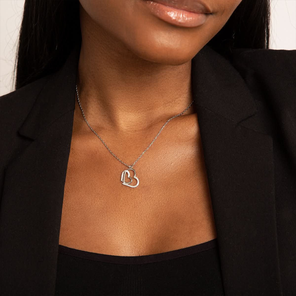 Sparkling Interlocking Hearts Necklace - ShopLorca