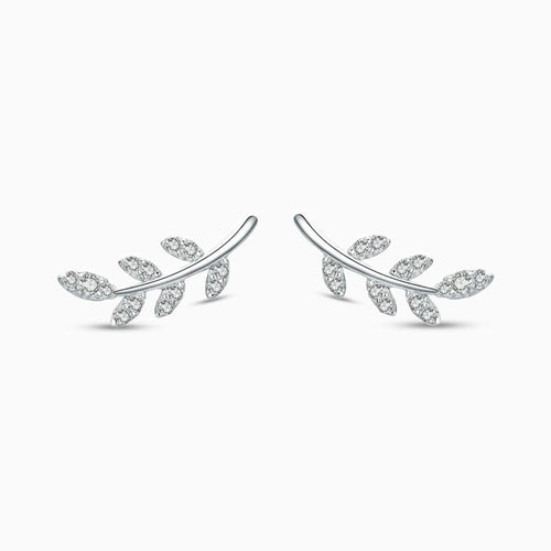 Sparkling Leaf Stud Earrings - ShopLorca
