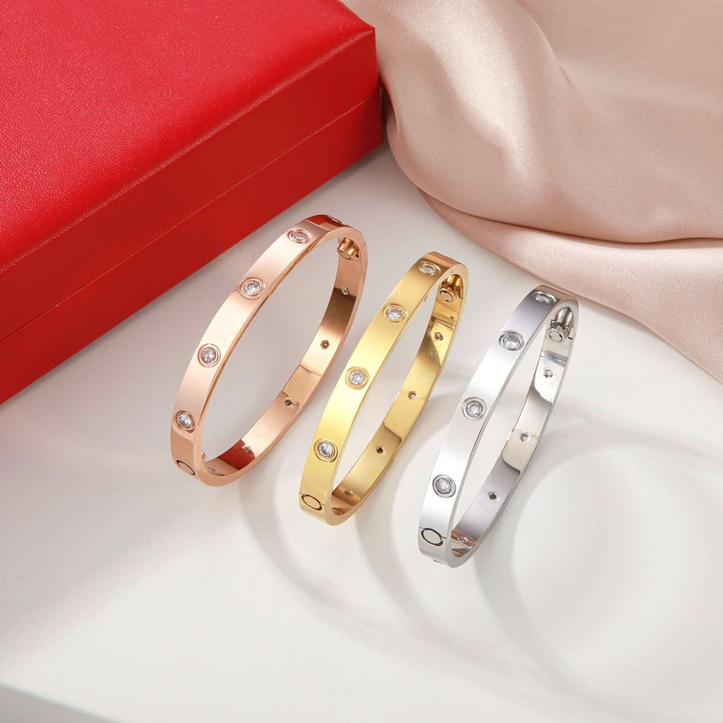 Studded Sparkling Stones All Around Bangle - ShopLorca