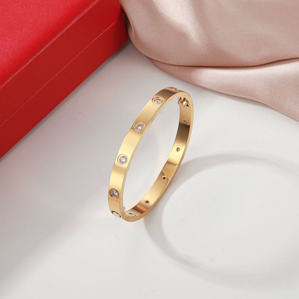 Studded Sparkling Stones All Around Bangle - ShopLorca
