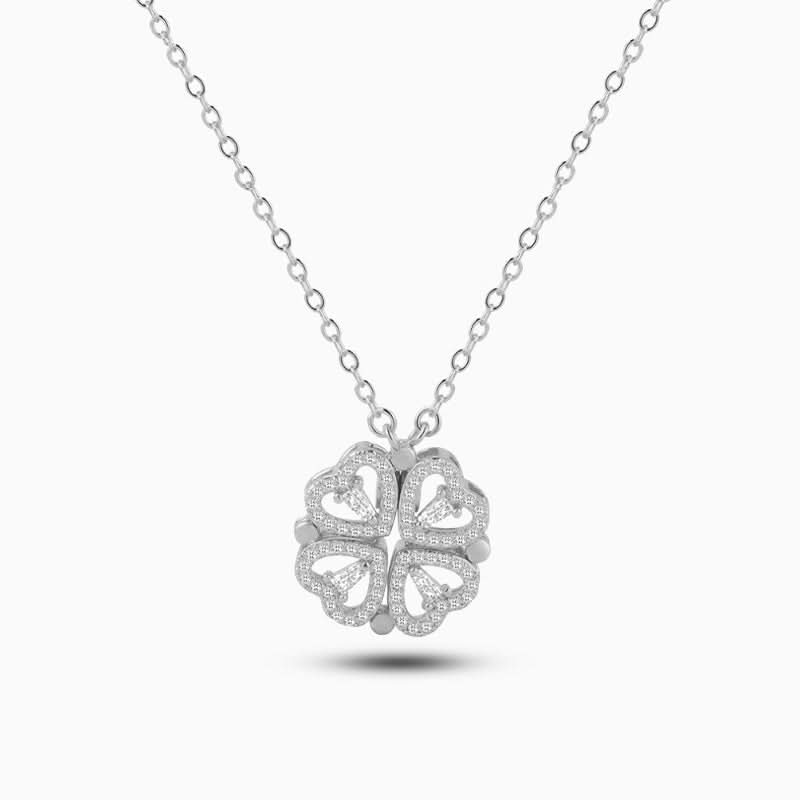 Two In One Heart Clover Necklace - ShopLorca