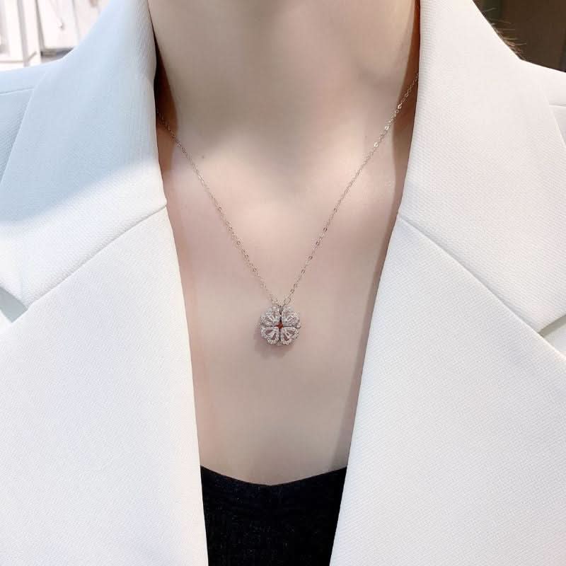 Two In One Heart Clover Necklace - ShopLorca