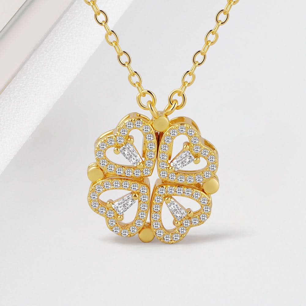 Two In One Heart Clover Necklace - ShopLorca