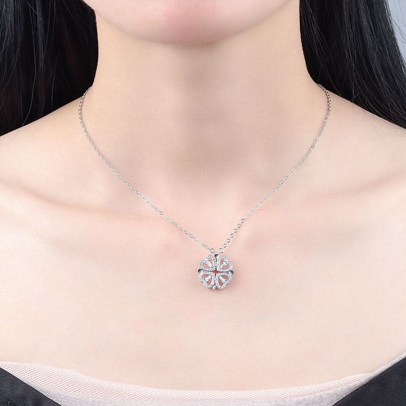 Two In One Heart Clover Necklace - ShopLorca