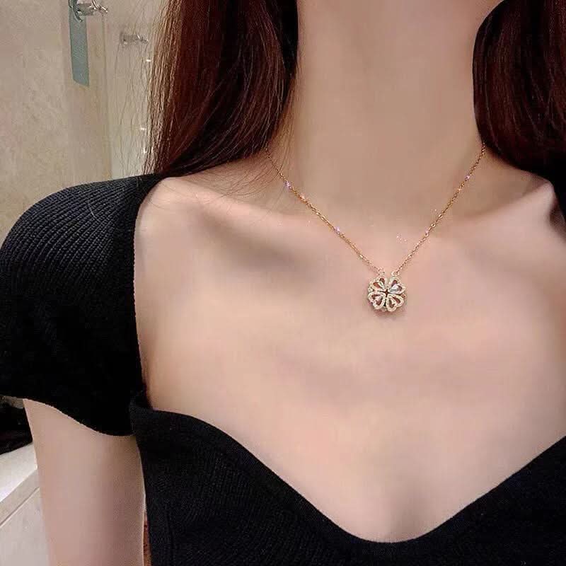 Two In One Heart Clover Necklace - ShopLorca